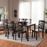 Baxton Studio RH340C-Dark Brown-7PC Dining Set Baxton Studio Nicolette Modern and Contemporary Dark Brown Finished Wood